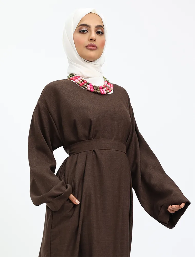 Brown Linen Abaya